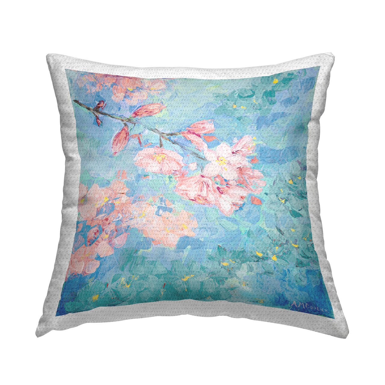 Yoshino Cherry Blossom Outdoor Printed Pillow Design by Ann Marie Coolick, 18 x 7 x 18